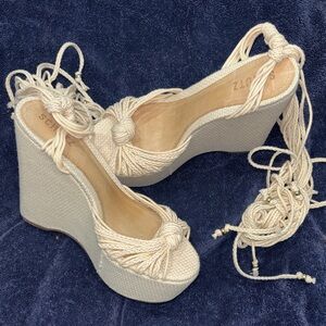 SCHUTZ Beige Wedge Sandals